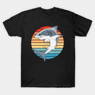 Great White Shark Retro Sunset T-Shirt